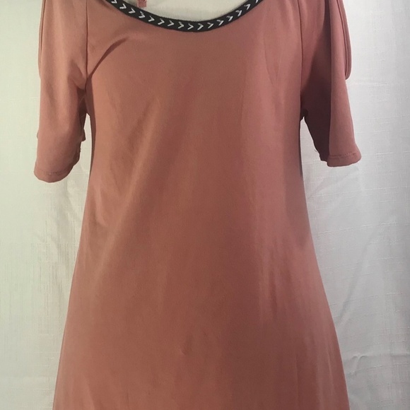 Poof Soft Dusty Pink Back Tie Short Sleeve Cover Up Midi Dress Size Small EUC - Picture 6 of 6